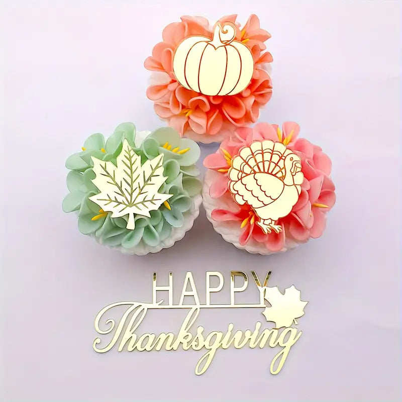 Acrylic Happy Thanksgiving Cake Decoration Toppers