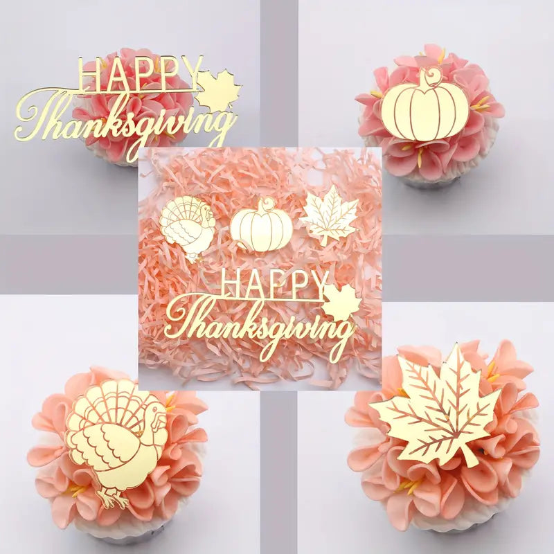 Acrylic Happy Thanksgiving Cake Decoration Toppers